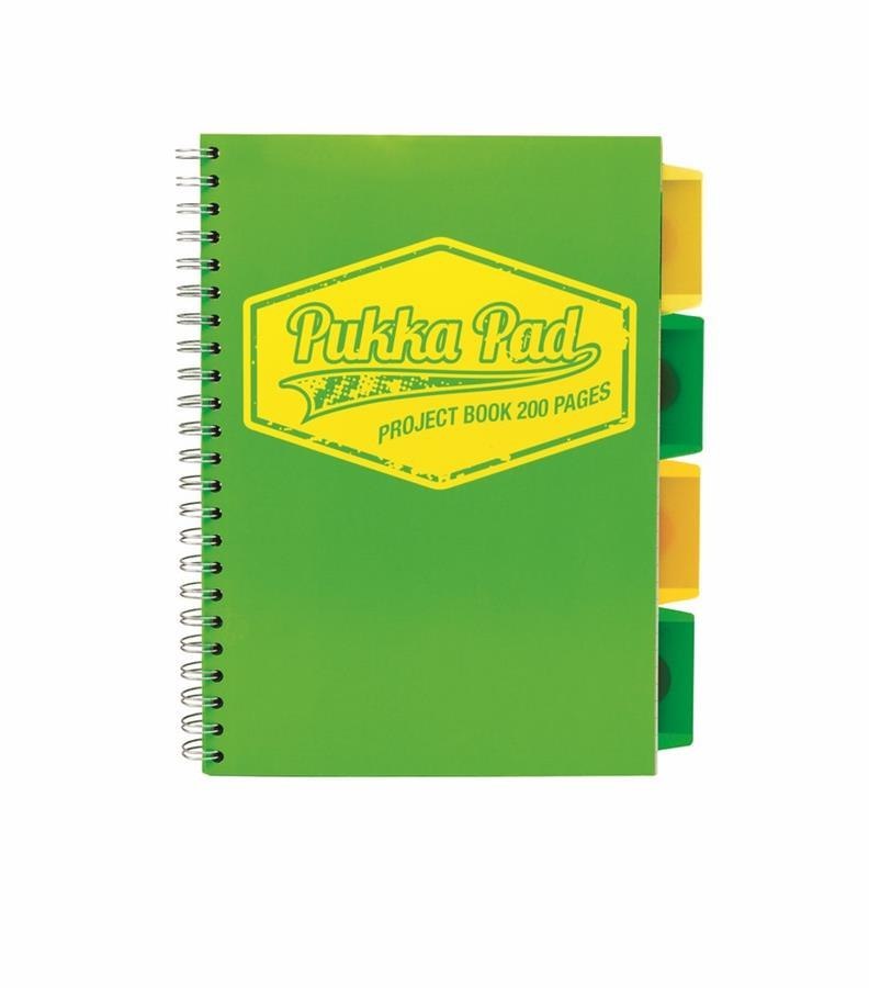 CAHIER B5 100 FEUILLES RELIURE GRILLE PVC VERT NEON PUKKA 072979